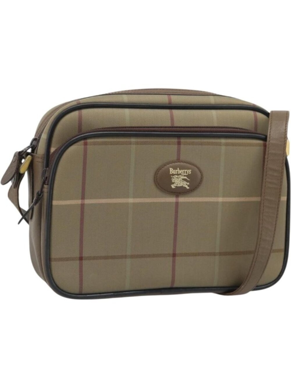 Burberrys Nova Check Shoulder Bag Canvas Beige Gold Tone